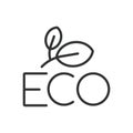 ECO sign, in line design. Eco, sign, green, nature, environment, sustainable, recycle on white background vector. ECO Royalty Free Stock Photo