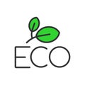 ECO sign, in line design, green. Eco, sign, green, nature, environment, sustainable, recycle on white background vector Royalty Free Stock Photo