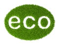 Eco sign oval stamp from green grass