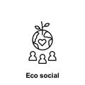 Eco social, Earth, people icon. Element of pollution problems icon. Thin line icon for website design and development, app