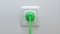 Eco Socket With Green Cord charging. Bio Nature Green Eco Symbol for Web and Business. Royalty Free Stock Photo