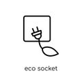 eco Socket icon. Trendy modern flat linear vector eco Socket icon on white background from thin line nature collection Royalty Free Stock Photo