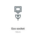 Eco socket outline vector icon. Thin line black eco socket icon, flat vector simple element illustration from editable nature Royalty Free Stock Photo