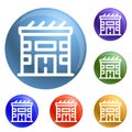 Eco solar house icons set vector Royalty Free Stock Photo