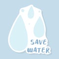 Eco sticker save water. Vector illustration.