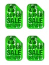 Eco super sale green stickers set 20%, 30%, 40%, 50% off discount Royalty Free Stock Photo