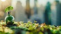 eco sustainable corporate miniature macro photography tilt shift office green lens Royalty Free Stock Photo