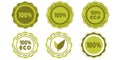 Eco symbols. Set of Natural Ingredients 100 percent green rubber stamp icons. Set of organic stickers, labels, tags. 100 percent Royalty Free Stock Photo