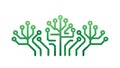 Eco-Tech Circuitry Plant Network Icon, vector design Generative AI Royalty Free Stock Photo