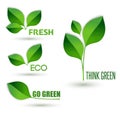 Eco text with leaves. Ecology concept. Think green Royalty Free Stock Photo