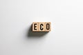 ` eco ` text made of wooden cube on  White background Royalty Free Stock Photo