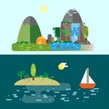 Eco-tourism. Sailing and camping Royalty Free Stock Photo