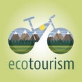 Eco tourism vector icon and logo bike