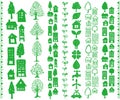 Eco town and eco icon. Set of eco illustrations. Royalty Free Stock Photo