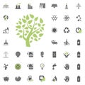 Eco tree icon. Eco and Alternative Energy vector icon set. Energy source electricity power resource set vector.