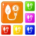 Eco tree icons set vector color Royalty Free Stock Photo