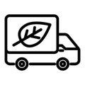 Eco truck line icon. Lorry with eco cargo vector illustration isolated on white. Earth with arrows symbol outline style Royalty Free Stock Photo