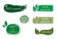 Vector Set of hand drawn logos and emblems of organic food, natural products