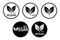 Eco vegan leaf icons in black and white vector style Royalty Free Stock Photo