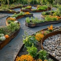 Eco vegetable garden with high beds Royalty Free Stock Photo