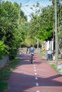 Eco view pedestrian / cycle lane, with cyclist pedaling