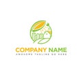 Eco Village logo design template. Vector real estate bio house sign logotype icon Royalty Free Stock Photo