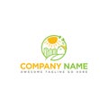 Eco Village logo design template. Vector real estate bio house sign logotype icon Royalty Free Stock Photo