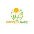 Eco Village logo design template. Vector real estate bio house sign logotype icon Royalty Free Stock Photo