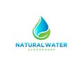 Eco Water drop leaf logo design. Royalty Free Stock Photo