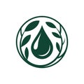 Eco Water Drop Leaf Logo Icon in Green Circle Royalty Free Stock Photo