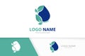 Eco water and leaves logo combination. Unique nature oil logotype design template. Royalty Free Stock Photo