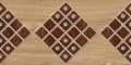 Eco wood 3d tiles with Brown wood and screw elements. Material wood oak. Royalty Free Stock Photo