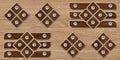 Eco wood 3d tiles with Brown wood and screw elements. Material wood oak. Royalty Free Stock Photo