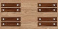 Eco wood 3d tiles with Brown wood and screw elements. Material wood oak. Royalty Free Stock Photo