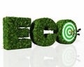 Eco word composed by grass with a dartboard and darts