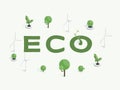Eco word concept banner vector template. Environment friendly technology and power sources use idea, alternative energy Royalty Free Stock Photo
