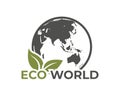 eco world icon. eastern hemisphere. eco friendly and sustainable illustration. Asia, Far East and Australia Royalty Free Stock Photo