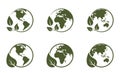 eco world icon set. western and eastern hemispheres. earth conceptual illustrations. isolated vector images Royalty Free Stock Photo