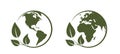 eco world icons. western and eastern hemispheres of the earth. isolated vector images Royalty Free Stock Photo