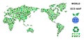 Vector Leaf Green Composition World Map