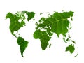 Eco world map made of green leaves Royalty Free Stock Photo