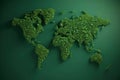 Eco world map made of green leaves, concept ecology. Generative AI Royalty Free Stock Photo