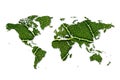 Eco world map made of green leaves Map Green leaf Environmental conservation concept Royalty Free Stock Photo