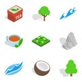 Eco zone icons set, isometric style