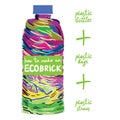 Ecobrick is a plastic bottle packed with clean and dry, used plastic to make a reusable building block. Eco Bricks, Ecolladrillos Royalty Free Stock Photo