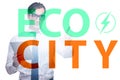 Ecocity ecology concept with businessman Royalty Free Stock Photo