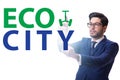 Ecocity ecology concept with businessman Royalty Free Stock Photo