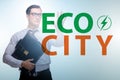 Ecocity ecology concept with businessman Royalty Free Stock Photo