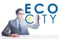 Ecocity ecology concept with businessman Royalty Free Stock Photo
