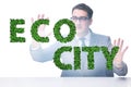 Ecocity ecology concept with businessman Royalty Free Stock Photo